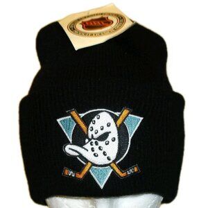 Anaheim Mighty Ducks Vintage 90s Mens Winter Hat Cuffed Black Color New Tags Nhl
